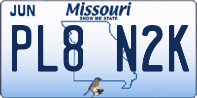 MO license plate PL8N2K