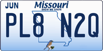 MO license plate PL8N2Q
