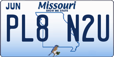 MO license plate PL8N2U