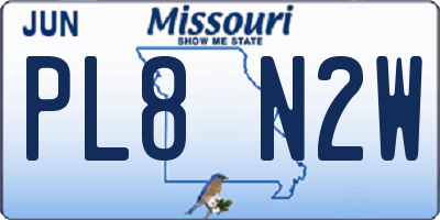 MO license plate PL8N2W