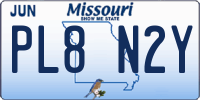 MO license plate PL8N2Y