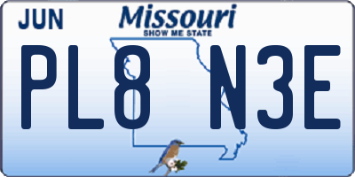 MO license plate PL8N3E