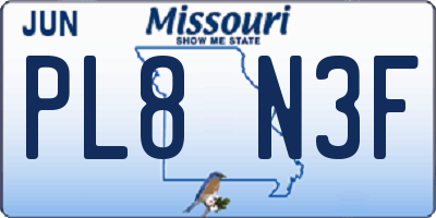 MO license plate PL8N3F