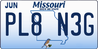 MO license plate PL8N3G