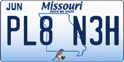 MO license plate PL8N3H