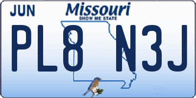 MO license plate PL8N3J