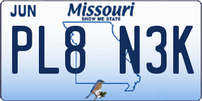 MO license plate PL8N3K