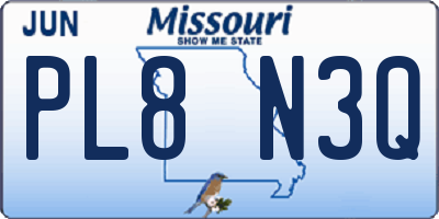 MO license plate PL8N3Q