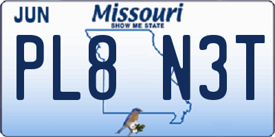 MO license plate PL8N3T