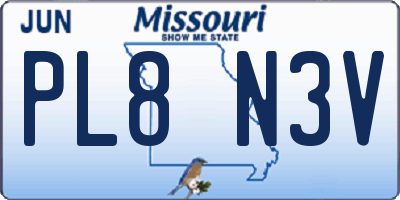 MO license plate PL8N3V