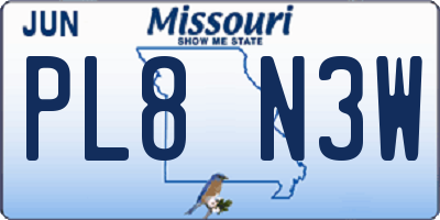 MO license plate PL8N3W