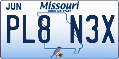 MO license plate PL8N3X