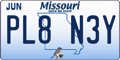MO license plate PL8N3Y