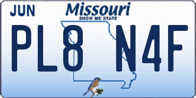 MO license plate PL8N4F