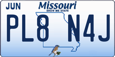 MO license plate PL8N4J