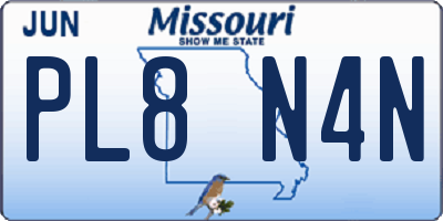 MO license plate PL8N4N