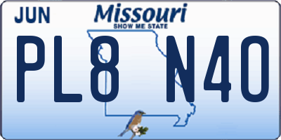 MO license plate PL8N4O