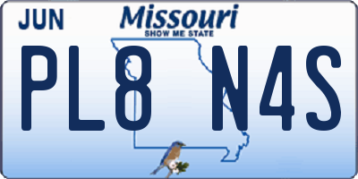 MO license plate PL8N4S