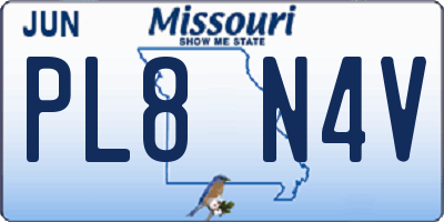 MO license plate PL8N4V