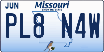 MO license plate PL8N4W