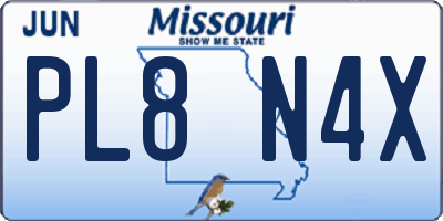 MO license plate PL8N4X