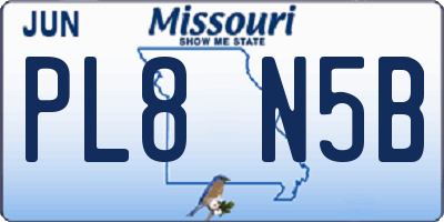 MO license plate PL8N5B