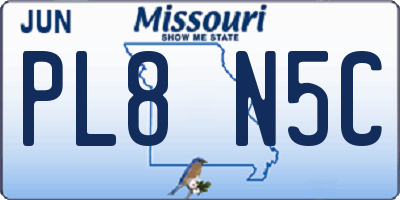 MO license plate PL8N5C