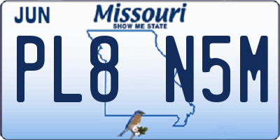 MO license plate PL8N5M