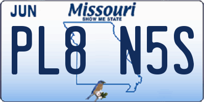 MO license plate PL8N5S