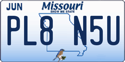 MO license plate PL8N5U