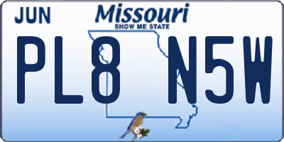 MO license plate PL8N5W