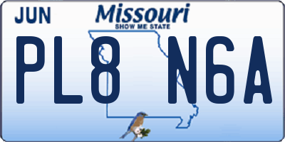 MO license plate PL8N6A