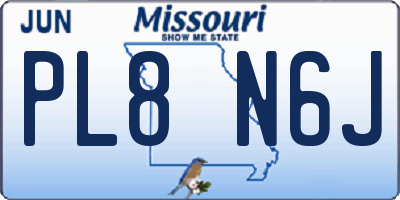 MO license plate PL8N6J