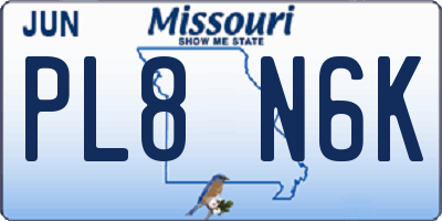 MO license plate PL8N6K