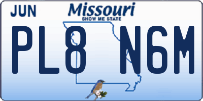 MO license plate PL8N6M