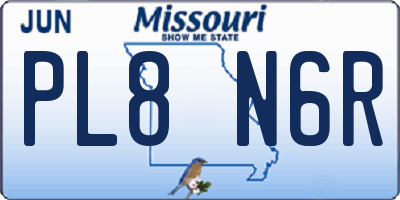 MO license plate PL8N6R