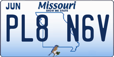 MO license plate PL8N6V
