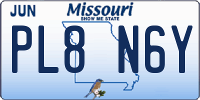 MO license plate PL8N6Y