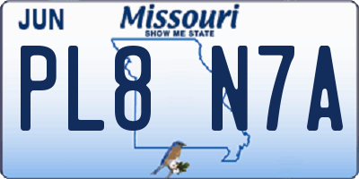 MO license plate PL8N7A