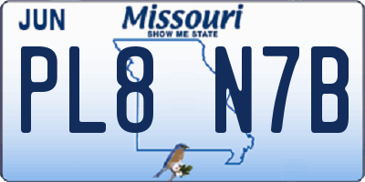 MO license plate PL8N7B