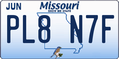 MO license plate PL8N7F