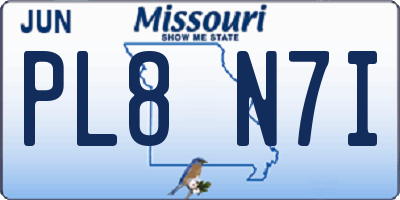 MO license plate PL8N7I