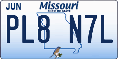 MO license plate PL8N7L
