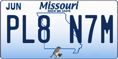 MO license plate PL8N7M