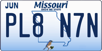 MO license plate PL8N7N