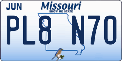 MO license plate PL8N7O