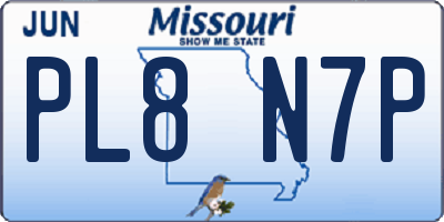 MO license plate PL8N7P