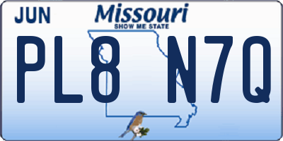 MO license plate PL8N7Q