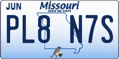 MO license plate PL8N7S