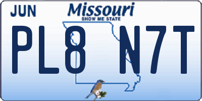 MO license plate PL8N7T